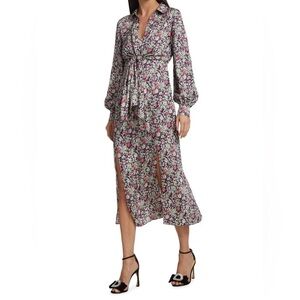 Cinq à Sept New Quin Floral Print Long Sleeve Dress Size 0 Blue Multicolor